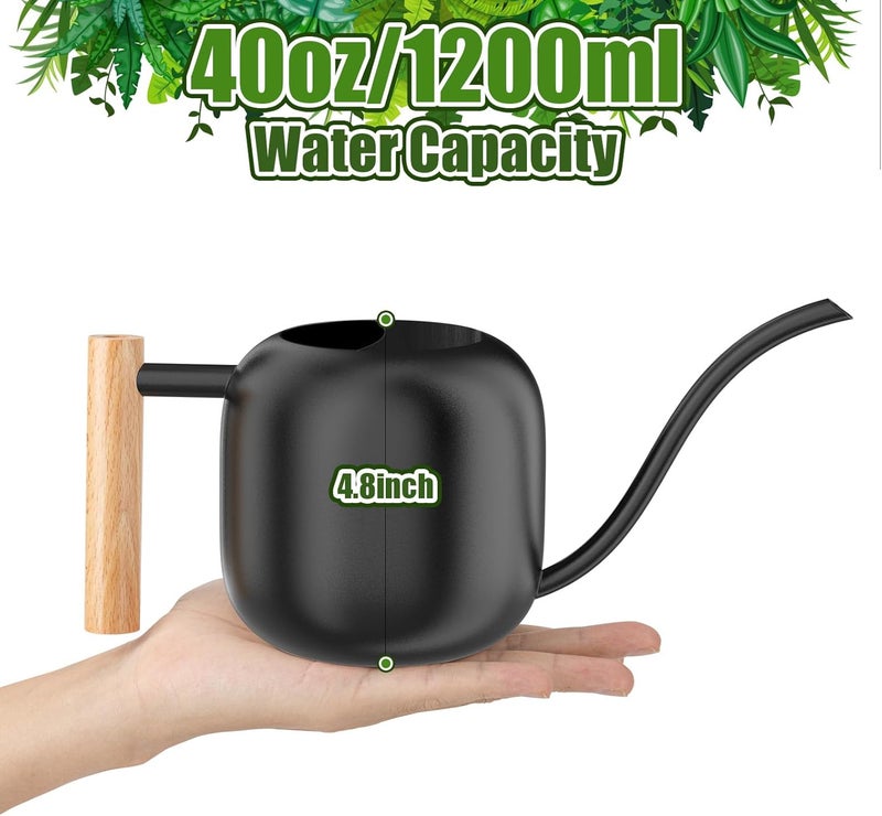 Green Moon Water Can Indoor Plant Black 1.2L/41oz with Long Spout Small Water Can Metal Watering Can Pot for Indoor House Plant Bonsai Outdoor Garden Flowers Decorative - Image 3